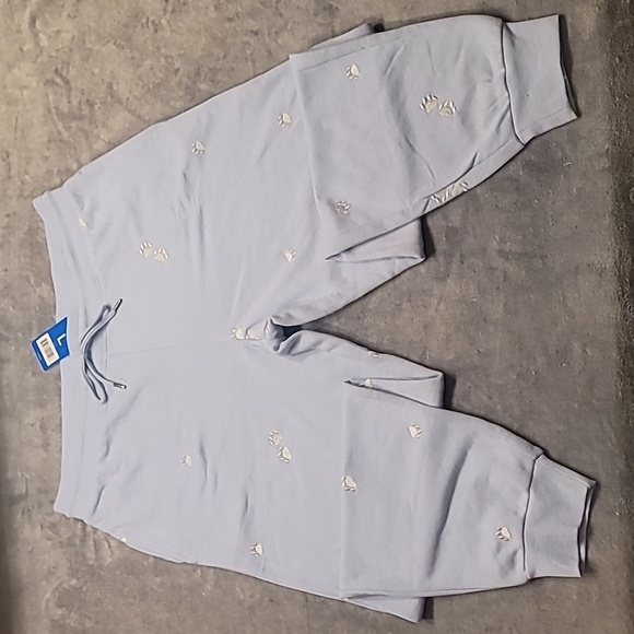 0458. NWTs ~ Honey Dew ~ White Paw Print Sweat Pant ~ Baby Blue ~ Large - Picture 1 of 11